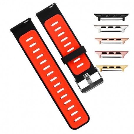 Curea silicon compatibila cu Apple Watch 9|8|7|6|5|4|3|2|1 Series, 49mm|45mm|44mm|42mm, Negru/Rosu