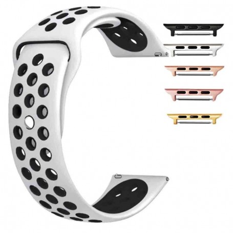 Curea silicon compatibila Apple Watch 9|8|7|6|5|4|3|2|1 Series, 49mm|45mm|44mm|42mm, Alb/Negru