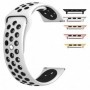 Curea silicon compatibila Apple Watch 9|8|7|6|5|4|3|2|1 Series, 49mm|45mm|44mm|42mm, Alb/Negru