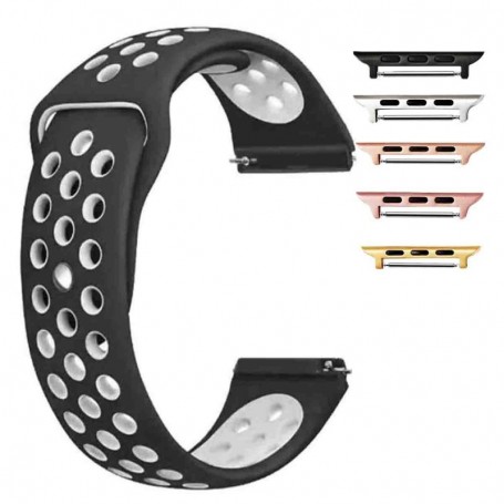 Curea silicon compatibila Apple Watch 9|8|7|6|5|4|3|2|1 Series, 49mm|45mm|44mm|42mm, Negru/Alb