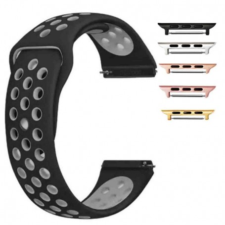 Curea silicon compatibila Apple Watch 9|8|7|6|5|4|3|2|1 Series, 49mm|45mm|44mm|42mm, Negru/Gri