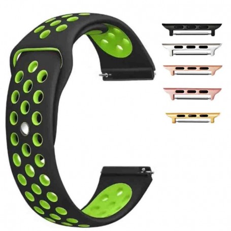 Curea silicon compatibila Apple Watch 9|8|7|6|5|4|3|2|1 Series, 49mm|45mm|44mm|42mm, Negru/Verde