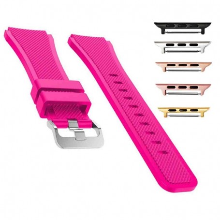 Curea silicon compatibila Apple Watch 9|8|7|6|5|4|3|2|1 Series, 49mm|45mm|44mm|42mm, Roz
