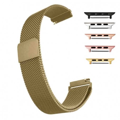Curea tip Milanese Loop, compatibila Apple Watch 9|8|7|6|5|4|3|2|1 Series, 49mm|45mm|44mm|42mm, Retro Gold
