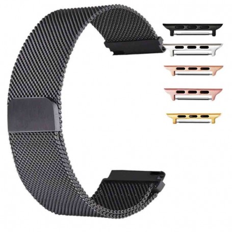 Curea tip Milanese Loop compatibila cu Apple Watch 9|8|7|6|5|4|3|2|1 Series, 49mm|45mm|44mm|42mm, Negru, Size S