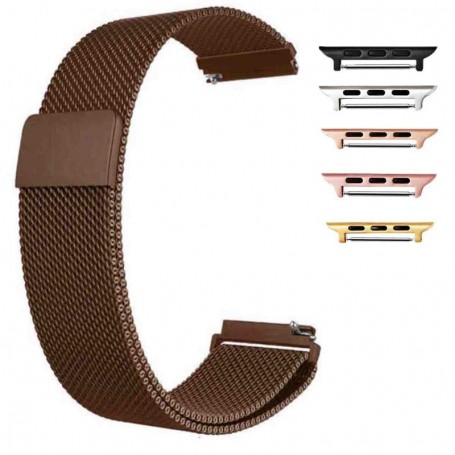 Curea tip Milanese Loop compatibila cu Apple Watch 9|8|7|6|5|4|3|2|1 Series, 49mm|45mm|44mm|42mm, Coffee