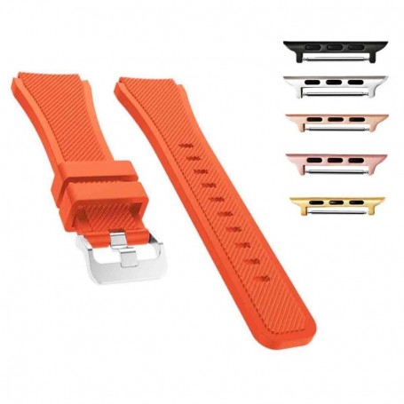 Curea din silicon compatibila cu Apple Watch 9|8|7|6|5|4|3|2|1 Series, 49mm|45mm|44mm|42mm, Light Orange