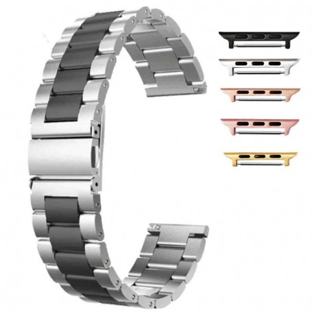 Curea otel inoxidabil compatibila cu Apple Watch 9|8|7|6|5|4|3|2|1 Series, 49mm|45mm|44mm|42mm, Sterling Black
