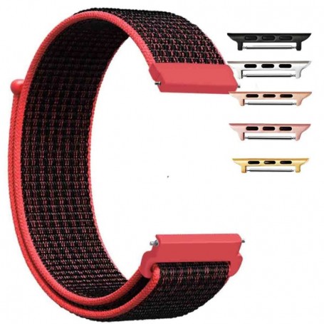 Curea material textil, compatibila cu Apple Watch 9|8|7|6|5|4|3|2|1 Series, 49mm|45mm|44mm|42mm, Barn Red