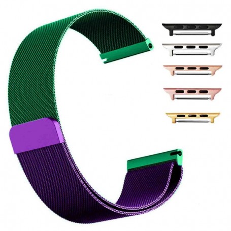 Curea otel, Milanese Loop Slim, compatibila cu Apple Watch 9|8|7|6|5|4|3|2|1 Series, 49mm|45mm|44mm|42mm, Purple Gold