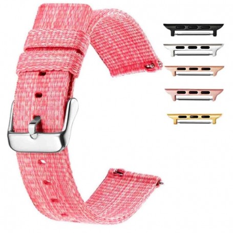 Curea material textil, compatibila cu Apple Watch 9|8|7|6|5|4|3|2|1 Series, 49mm|45mm|44mm|42mm, Flamingo Pink