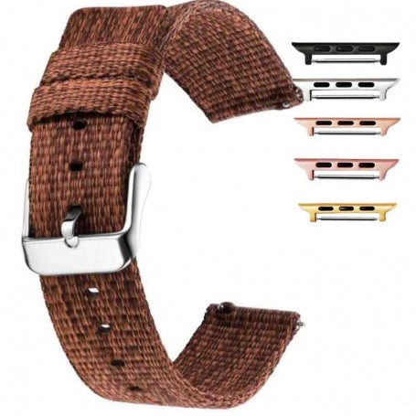 Curea material textil, compatibila cu Apple Watch 9|8|7|6|5|4|3|2|1 Series, 49mm|45mm|44mm|42mm, Pecan Brown