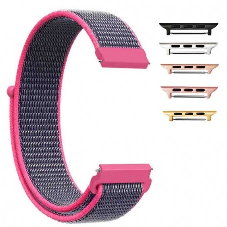 Curea textila compatibila cu Apple Watch 9|8|7|6|5|4|3|2|1 Series, 49mm|45mm|44mm|42mm, Barn Pink