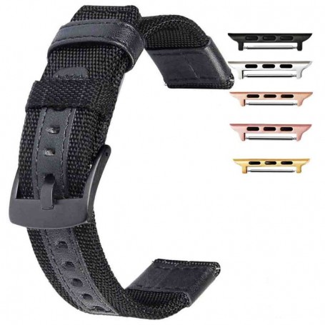 Curea textila, compatibila cu Apple Watch 9|8|7|6|5|4|3|2|1 Series, 49mm|45mm|44mm|42mm, Textile Black