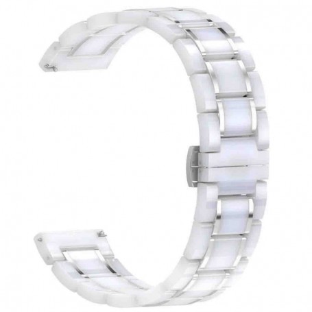 Curea ceramica, compatibila Samsung Galaxy Watch3 40mm, telescoape QR, Ceramic Snow