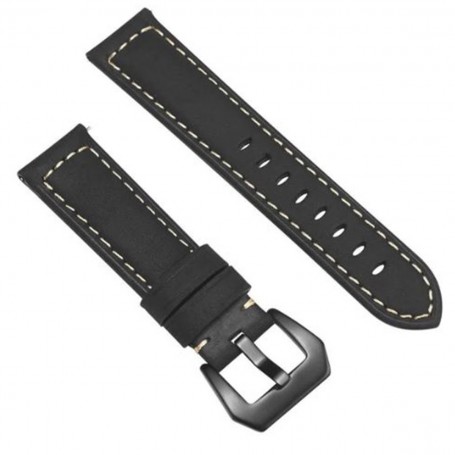 Curea piele, compatibila Samsung Galaxy Watch 4, 44mm, telescoape Quick Release,  Ebony Eclipse