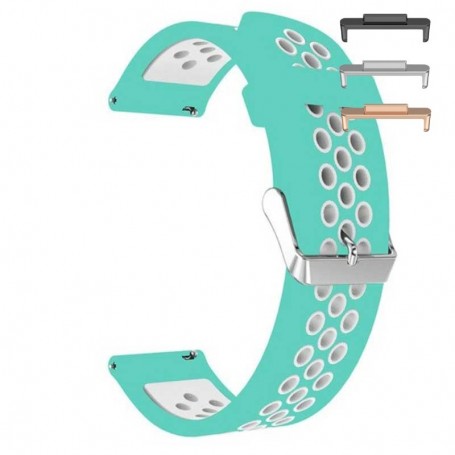 Curea silicon, compatibila Huawei Watch Fit 2, cu adaptor dedicat, Teal White