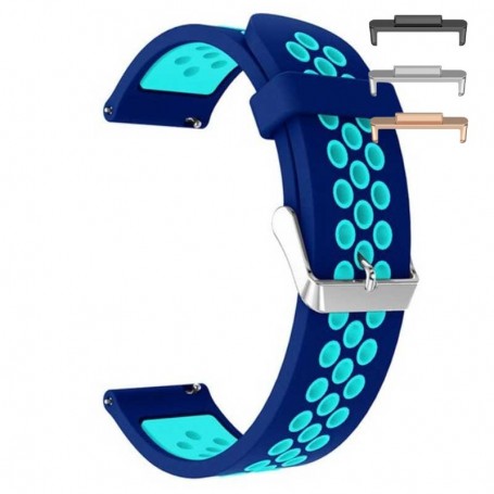 Curea silicon, compatibila Huawei Watch Fit 2, cu adaptor dedicat, Olympic Blue