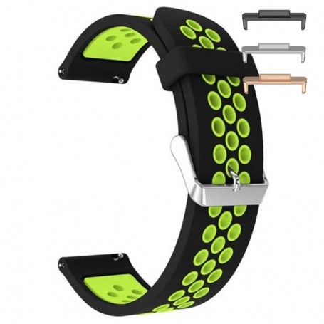 Curea silicon, compatibila Huawei Watch Fit 2, cu adaptor dedicat, Black Lime