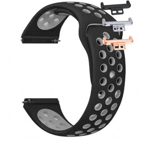 Curea silicon, compatibila Huawei Watch Fit 1, cu adaptor dedicat, Negru/Gri