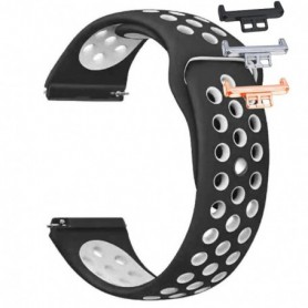 Curea silicon, compatibila Huawei Watch Fit 1, cu adaptor dedicat, Negru/Alb