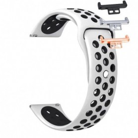 Curea silicon, compatibila Huawei Watch Fit 1, cu adaptor dedicat, Alb/Negru
