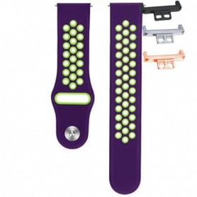 Curea silicon, compatibila Huawei Watch Fit 1, cu adaptor dedicat, Violet/Verde