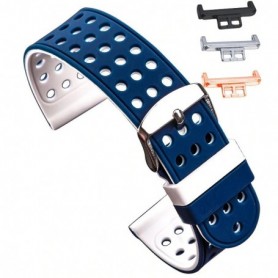 Curea silicon cu doua fete, compatibila Huawei Watch Fit 1,  Albastru/Alb