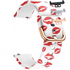 Curea silicon, compatibila Huawei Watch Fit 1, cu adaptor dedicat, Red Kiss