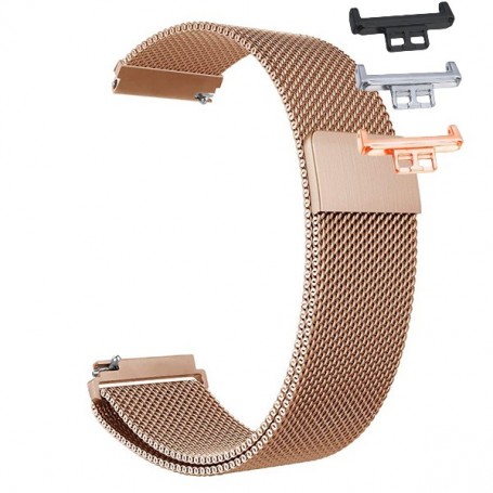 Curea tip Milanese Loop, compatibila Huawei Watch Fit 1, cu adaptor dedicat, Rose Gold, Size S