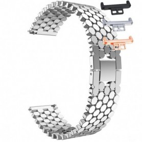 Curea metalica, compatibila Huawei Watch Fit 1, cu adaptor dedicat, 18.4cm, Silver