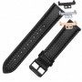 Curea piele, compatibila Huawei Watch Fit 1, cu adaptor dedicat, 20mm, Negru Lucios
