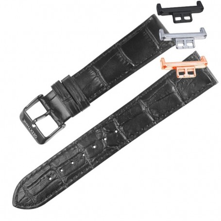 Curea piele naturala, compatibila Huawei Watch Fit 1, cu adaptor dedicat, Negru