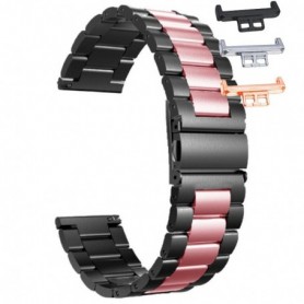 Curea otel inoxidabil, compatibila Huawei Watch Fit 1, cu adaptor dedicat, Pink Black