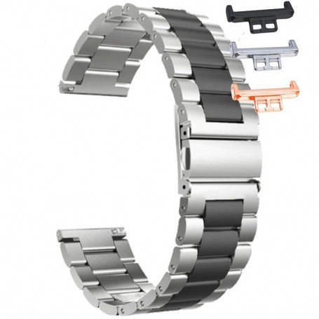 Curea otel inoxidabil, compatibila Huawei Watch Fit 1, cu adaptor dedicat, Sterling Black