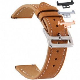 Curea piele, compatibila Huawei Watch Fit 1, cu adaptor dedicat, Camel Brown