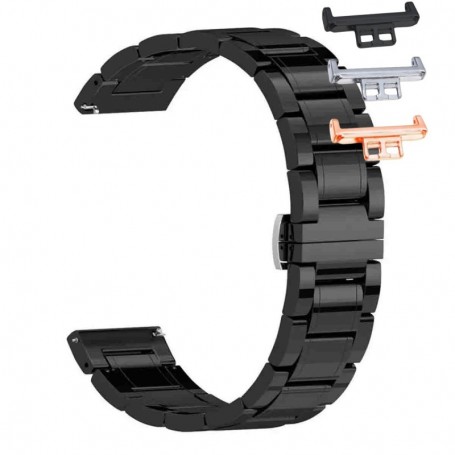 Curea ceramica, compatibila Huawei Watch Fit 1, cu adaptor dedicat, Ceramic Noir