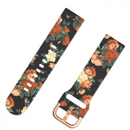 Curea silicon, compatibila Amazfit Active, telescoape Quick Release, Vintage Flower