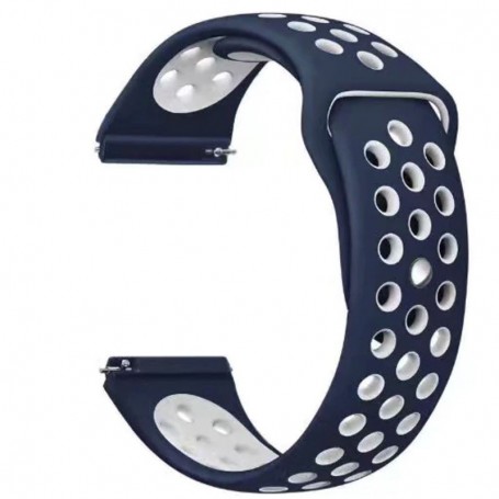 Curea silicon, compatibila Garmin Forerunner 55, telescoape Quick Release, Albastru/Alb