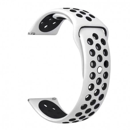 Curea silicon, compatibila Garmin Forerunner 55, telescoape Quick Release, Alb/Negru