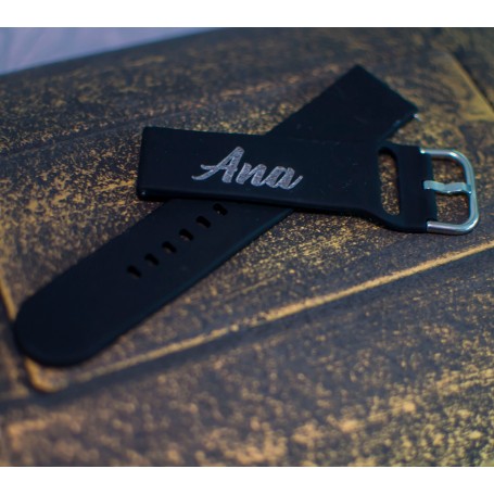 Curea smartwatch din silicon neagră personalizabilă cu gravură – Compatibilă Samsung, Apple, Huawei – MetaShop