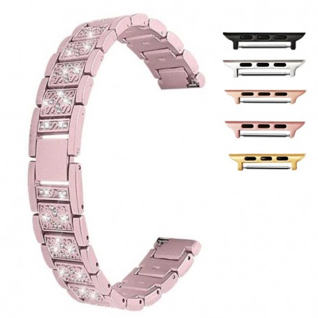 Curea otel, compatibila Apple Watch 10, 42mm, Pink Rose Diaomond