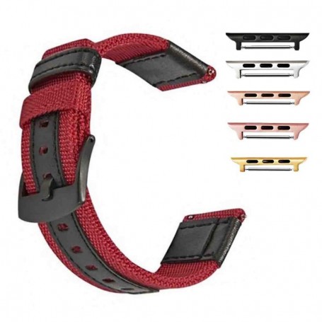 Curea textila, compatibila cu Apple Watch 10, 46mm, Cerise Red