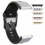Curea hibrid piele-silicon compatibila cu Apple Watch 10, 46mm, Pearl White