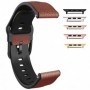 Curea hibrid piele-silicon compatibila cu Apple Watch 10, 46mm, Carob Brown