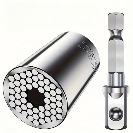Cheie tubulară universală reglabilă 7-19mm, multifuncțională, cu adaptor – oțel, finisaj lucios