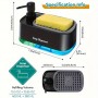 Set dispenser detergent vase multifuncțional cu suport pentru burete, plastic, Negru