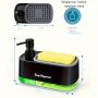 Set dispenser detergent vase multifuncțional cu suport pentru burete, plastic, Negru