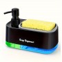 Set dispenser detergent vase multifuncțional cu suport pentru burete, plastic, Negru