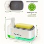 Set dispenser detergent vase multifuncțional cu suport pentru burete, plastic, Alb